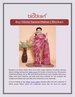 Ethnic Sarees Online | Blockart