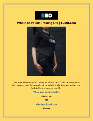 Whole Body Ems Training Kits | E20fit.com