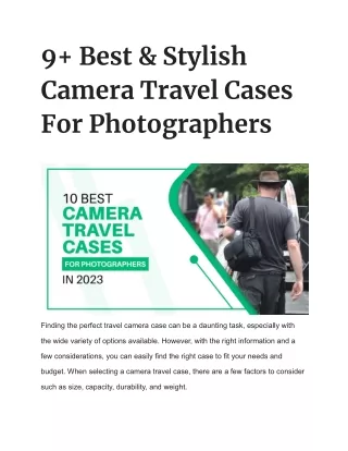 9  Best & Stylish Camera Travel Cases For Photographers