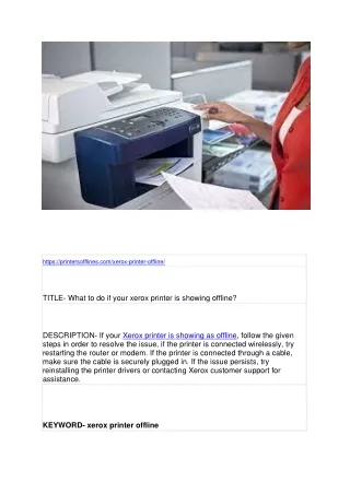 What to do if your xerox printer is showing offline?