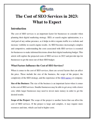 The Cost of SEO Services in 2023 What to Expect