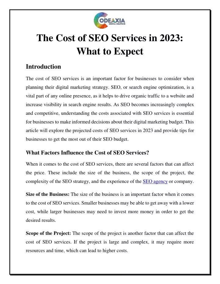 the cost of seo services in 2023 what to expect