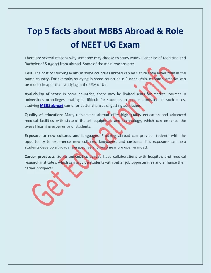 top 5 facts about mbbs abroad role of neet ug exam