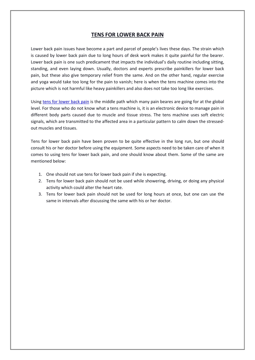 PPT - TENS FOR LOWER BACK PAIN PowerPoint Presentation, free download ...