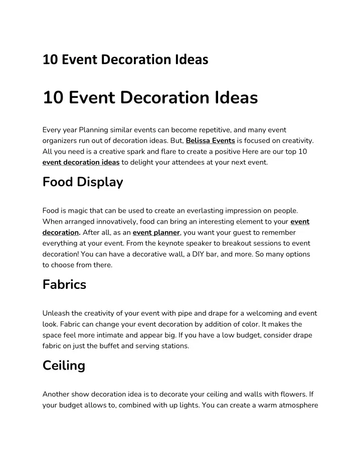 10 event decoration ideas 10 event decoration