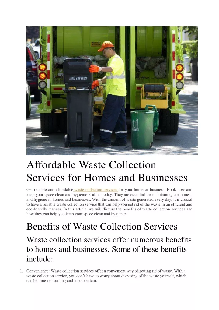 affordable waste collection services for homes