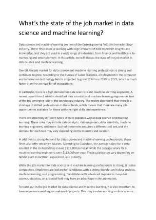 what s the state of the job market in data