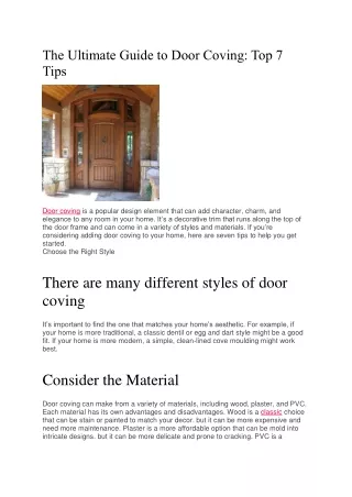 The Ultimate Guide to Door Coving