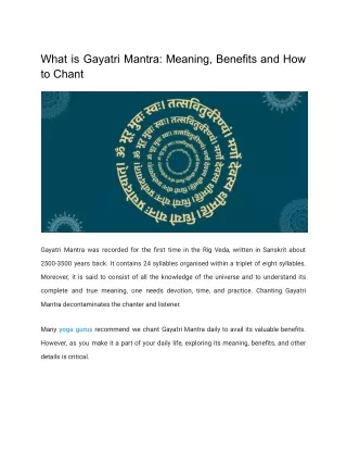 what is gayatri mantra meaning benefits