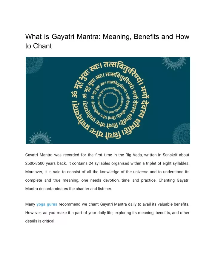 what is gayatri mantra meaning benefits