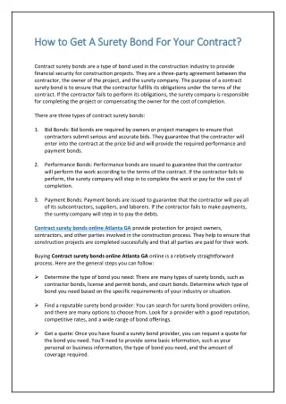 how t how to get a surety bond for your contract