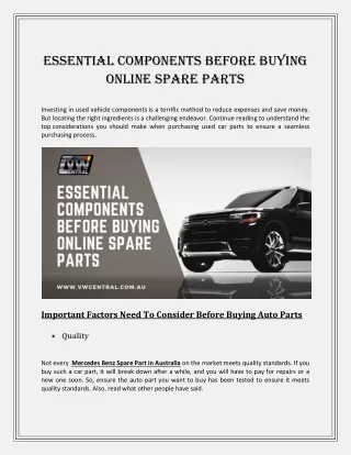 essential components before buying online spare