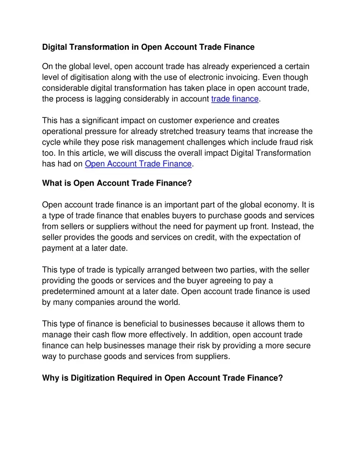 digital transformation in open account trade