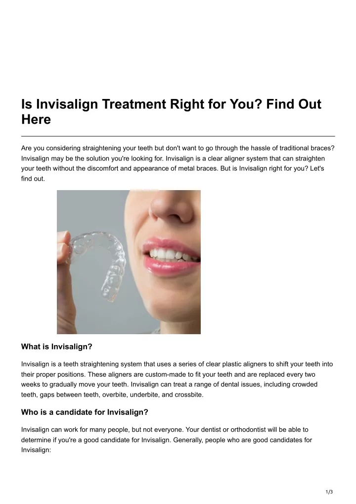 is invisalign treatment right for you find