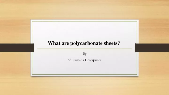 what are polycarbonate sheets