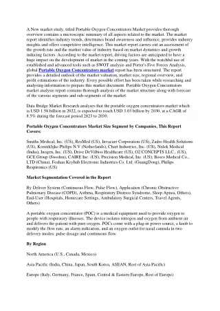 a new market study titled portable oxygen