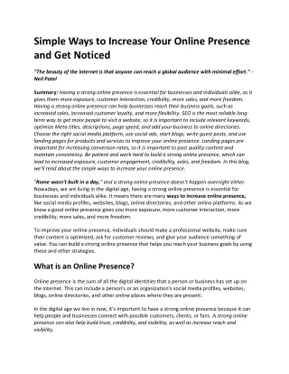 simple ways to increase your online presence