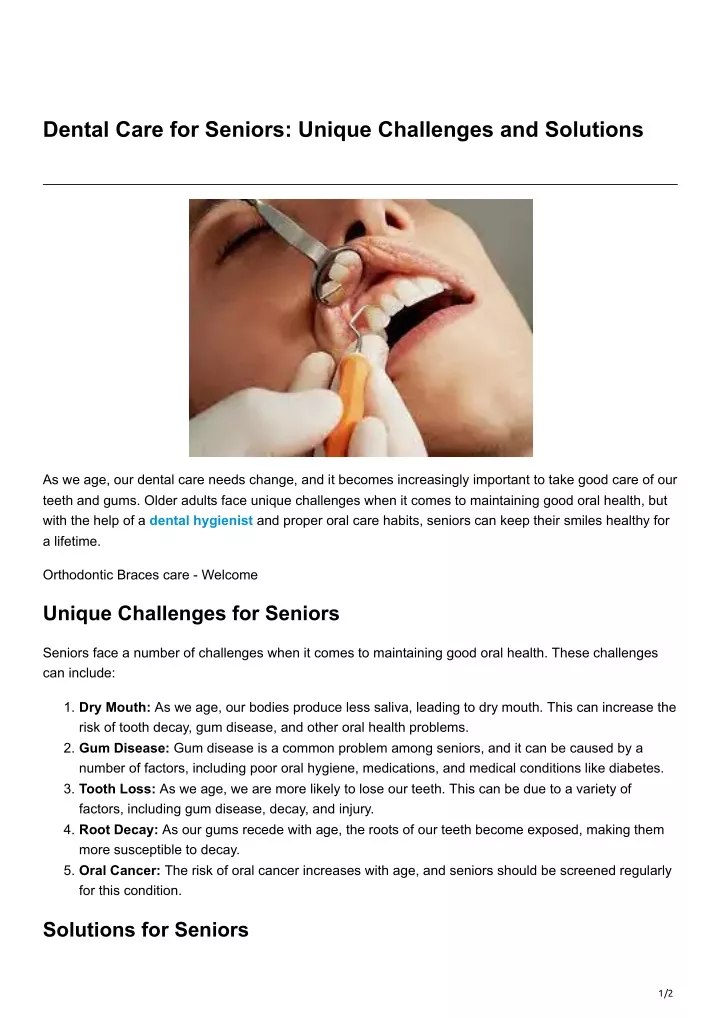 dental care for seniors unique challenges