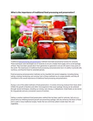 what is the importance of traditional food
