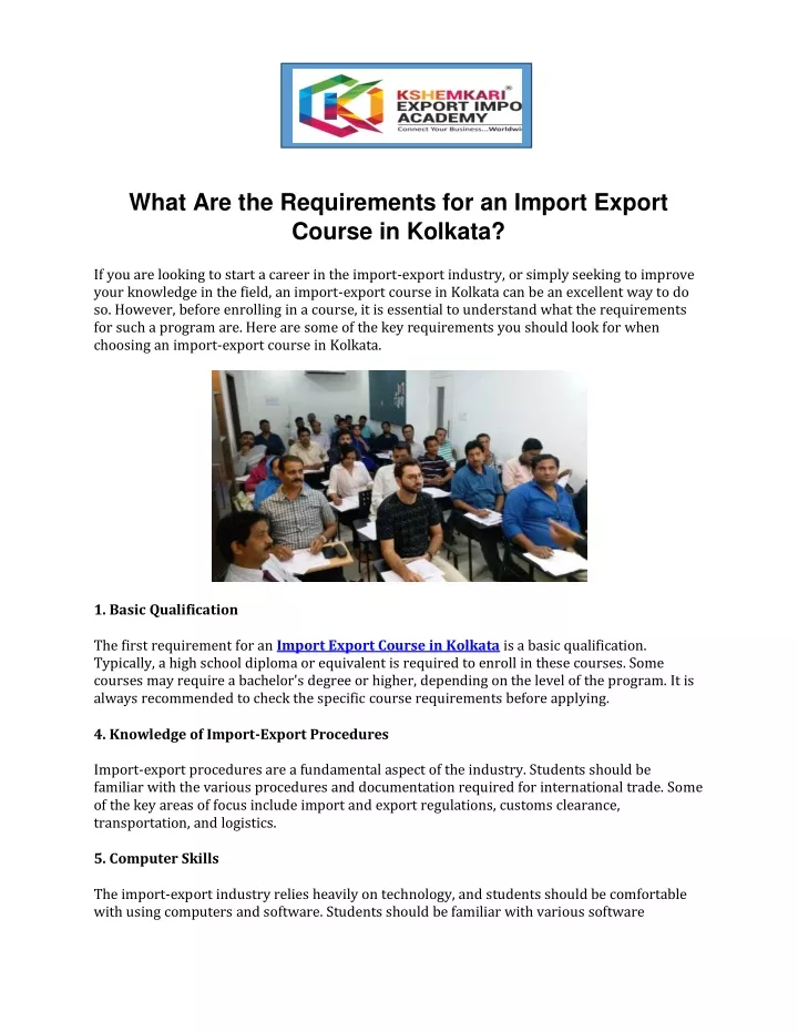 what are the requirements for an import export