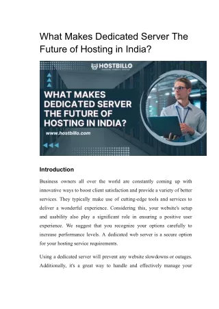 what makes dedicated server the future of hosting