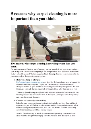5 reasons why carpet cleaning is more important