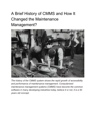 A Brief History of CMMS and How It Changed the Maintenance Management