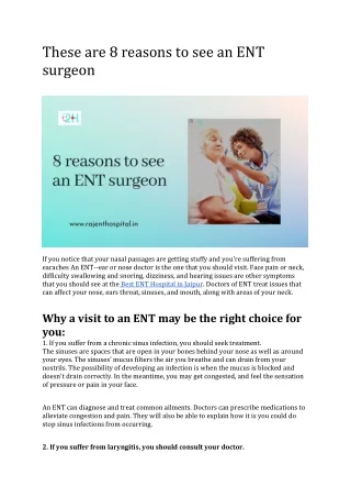 These are 8 reasons to see an ENT surgeon
