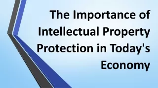The Importance of Intellectual Property Protection in Today's Economy