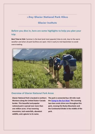 3-Days Hikes in Glacier National Park - Glacier Institute