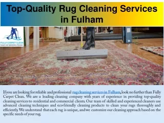 Top-Quality Rug Cleaning Services in Fulham