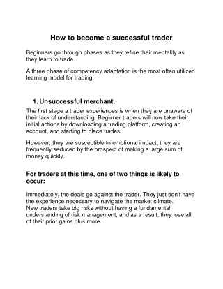 How to become a successful trader