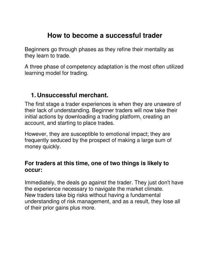 how to become a successful trader