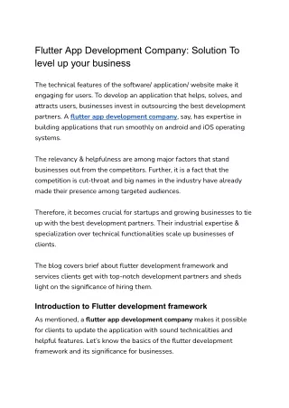 Flutter App Development Company_ Solution To level up your business