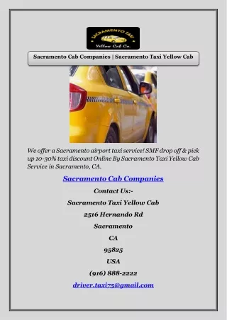 Sacramento Cab Companies | Sacramento Taxi Yellow Cab