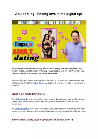 Adult dating - finding love in the digital age