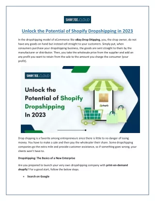 unlock the potential of shopify dropshipping