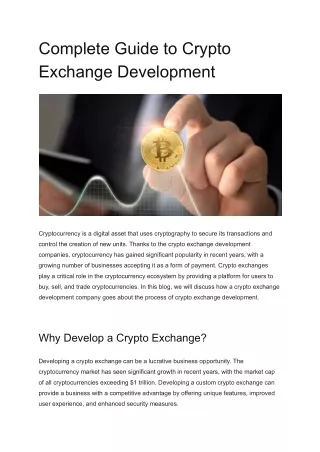Complete Guide to Crypto Exchange Development