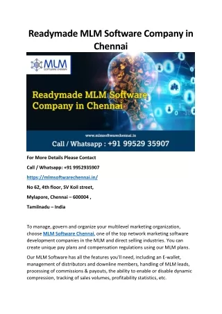 readymade mlm software company in chennai