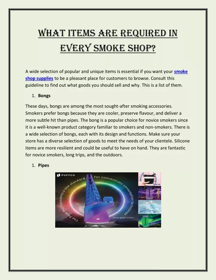 what items are required in every smoke shop