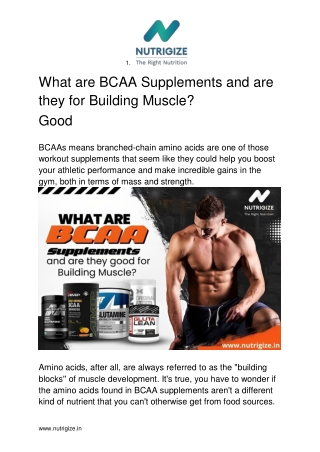 Nutrigize Blog 5 (1)What are BCAA Supplements and are  they for Building Muscle?