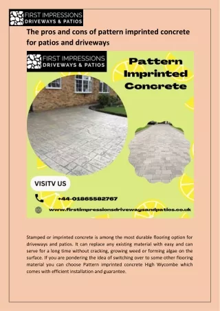The pros and cons of pattern imprinted concrete for patios and driveways