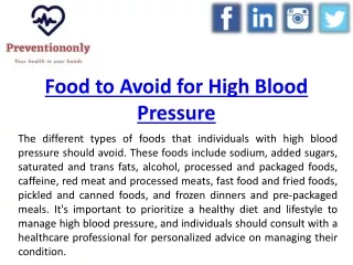 Food to Avoid for High Blood Pressure