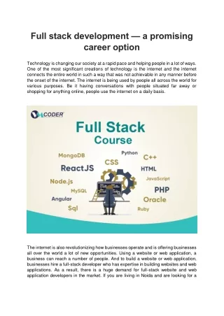 Full stack development — a promising career option