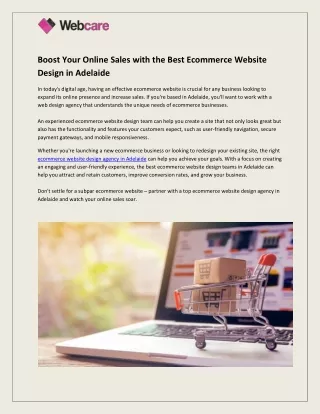 Best Ecommerce Website Design in Adelaide - WebCare