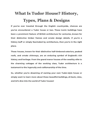 What Is Tudor House History, Types, Plans & Designs