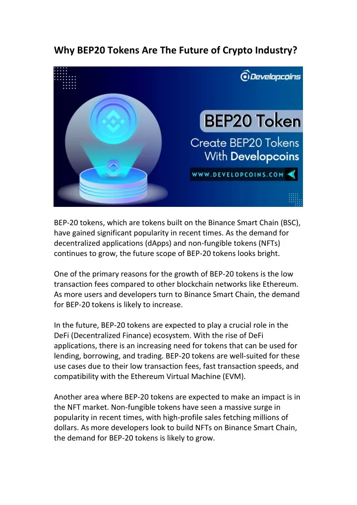 why bep20 tokens are the future of crypto industry