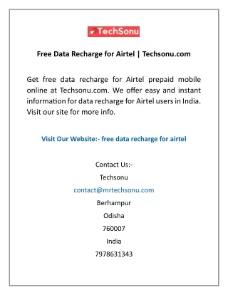 free data recharge for airtel techsonu com