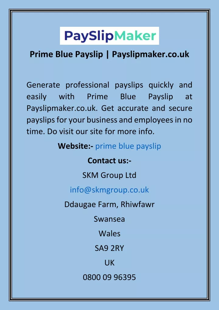 prime blue payslip payslipmaker co uk