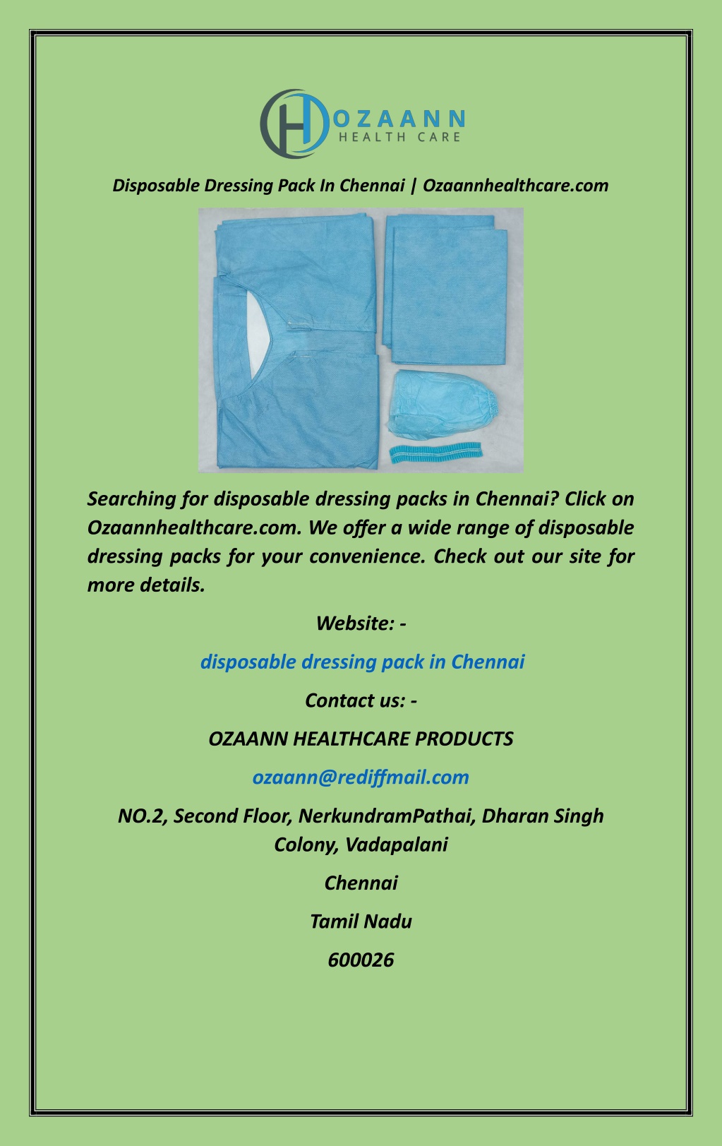 Powerpoint Dressing Paper PPT - Disposable Dressing Pack In Chennai Ozaannhealthcare PowerPoint ...